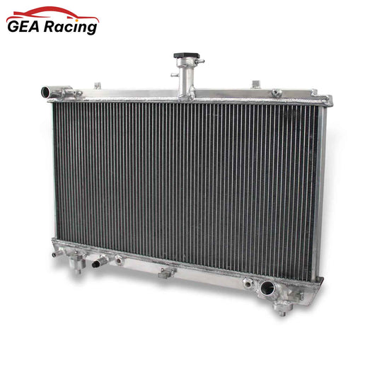 Right side profile of the 2-row aluminum radiator for the 2012-2015 Chevy Camaro 6.2L V8 and 3.2L V6, showing core thickness.