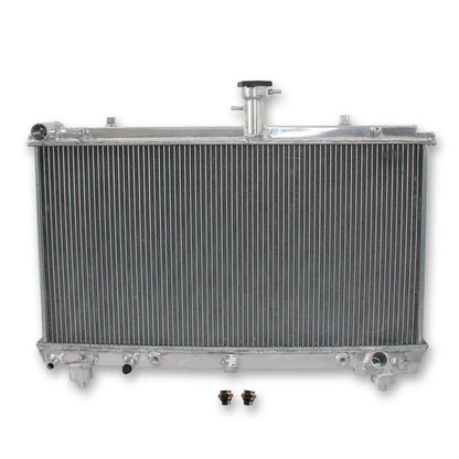 Front view of the 2-Row high-performance aluminum radiator for the 2012-2015 Chevrolet Camaro SS, LT, with V6 or V8 engines.