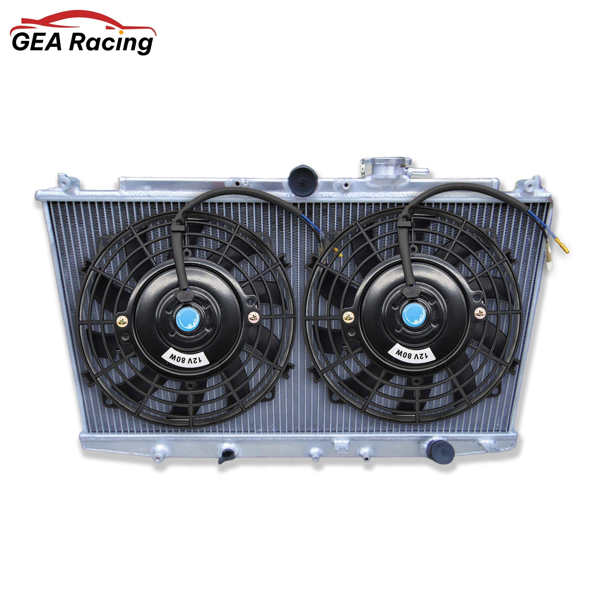 The optional 2-row radiator and fan shroud kit for the Honda Accord SIR, featuring a high-performance slim electric fan.