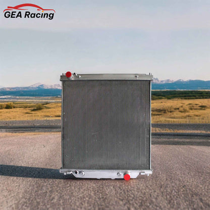 Aluminum Radiator for 2003-2005 Ford F Series Super Duty & Excursion V8 6.0L, high-performance cooling system, front angled view display