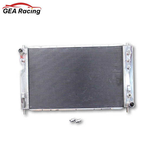 Front view of a 3-row full aluminum radiator for a 2005 Chevrolet Equinox LS and LT with a 3.4L V6 engine, compatible with both AT & MT.