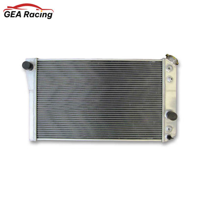 Front view of the 3-Row 52mm high-performance aluminum radiator for the 1984-1990 Chevrolet Corvette 5.7L V8, showcasing the core and tanks.