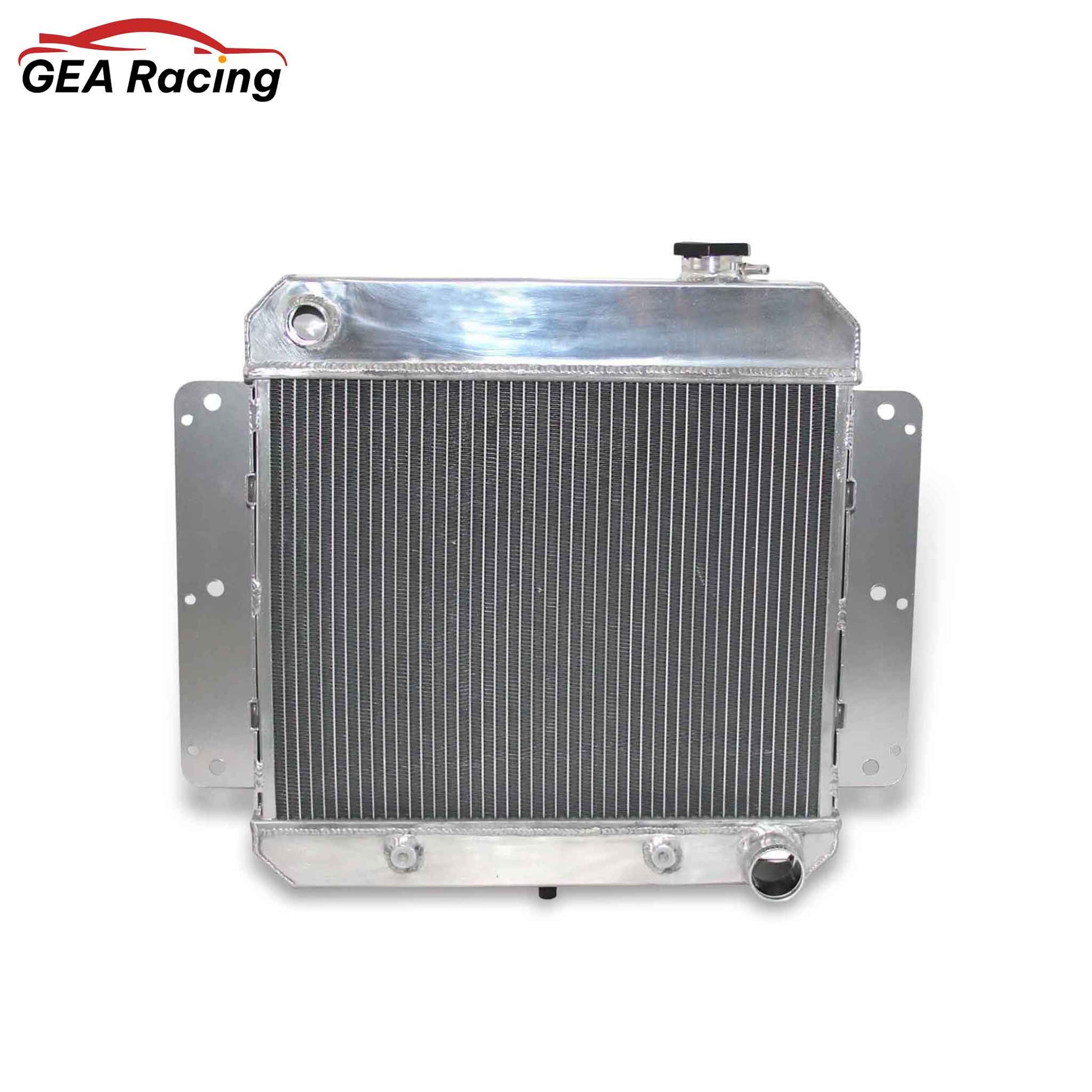 Front view of the 3-Row 52mm aluminum radiator for 1962-1967 Chevrolet Chevy Nova with a 6-cylinder engine.