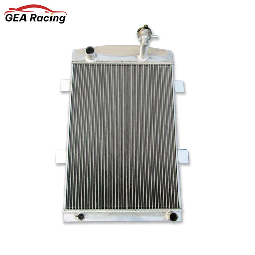 Front view of the 3-row 62mm thick aluminum radiator for a 1935-1936 Custom Chevy with a 350 V8 engine (MT).