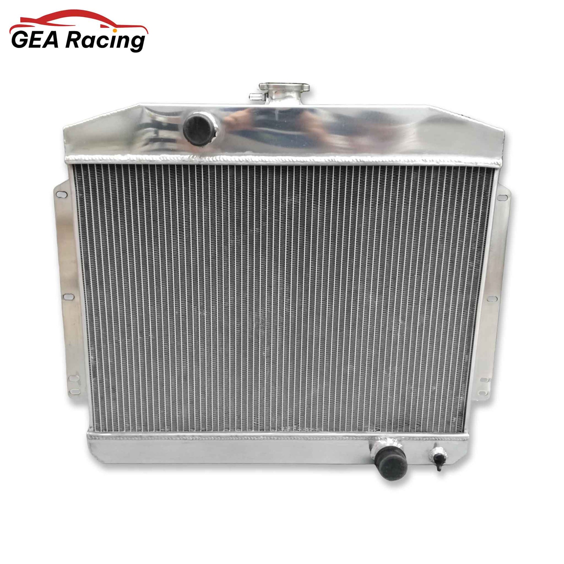 Front view of the 3 Row Aluminum Radiator for a 1949-1951 Mercury with a Chevy 350 5.7L V8 engine swap and manual transmission.