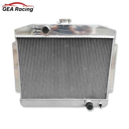 Front view of the 3 Row Aluminum Radiator for a 1949-1951 Mercury with a Chevy 350 5.7L V8 engine swap and manual transmission.