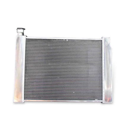 Rear view of the 3 Row HD Aluminum Radiator for 1988-1993 Chevy/GMC C/K HD V8 models, showing the integrated automatic transmission cooler ports.
