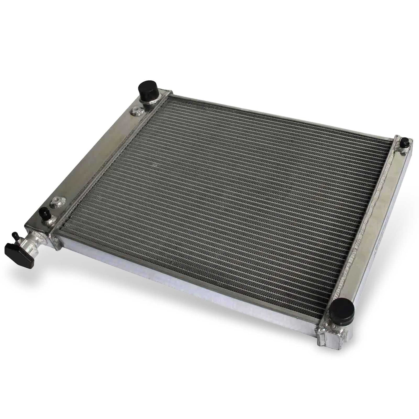 Top view of the 3 Row Aluminum Radiator for 88-95 Chevy/GMC C/K trucks, showing the robust filler neck, top tank, and mounting points.