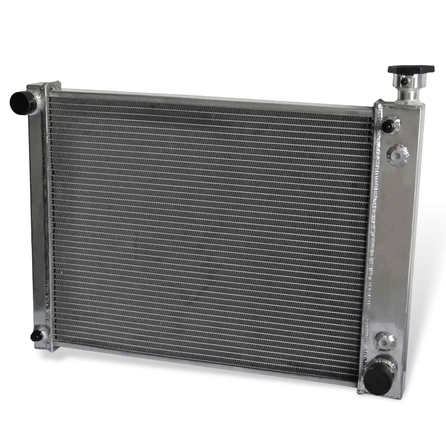 Right side profile of the heavy-duty 3 Row Aluminum Radiator for 1988-1995 Chevy Silverado & GMC C/K series 5.0L and 5.7L V8 trucks.