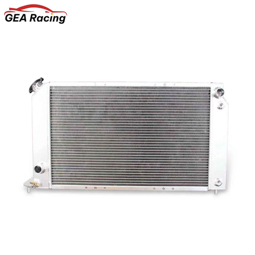 Front view of the 3 Row Aluminum Radiator for 1994-2003 Chevrolet S10, GMC Sonoma, and 1996-2000 Isuzu Hombre, compatible with AT/MT.