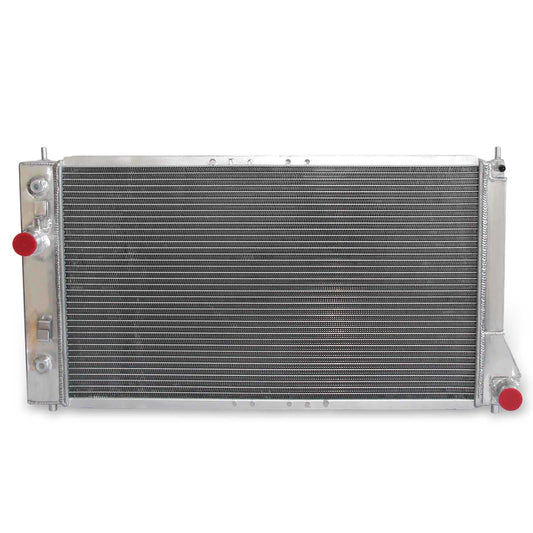 Front view of the 3 Row Aluminum Radiator for 1995-2002 Chevrolet Cavalier and Pontiac Sunfire with 2.2L or 2.4L L4 engines (AT/MT)