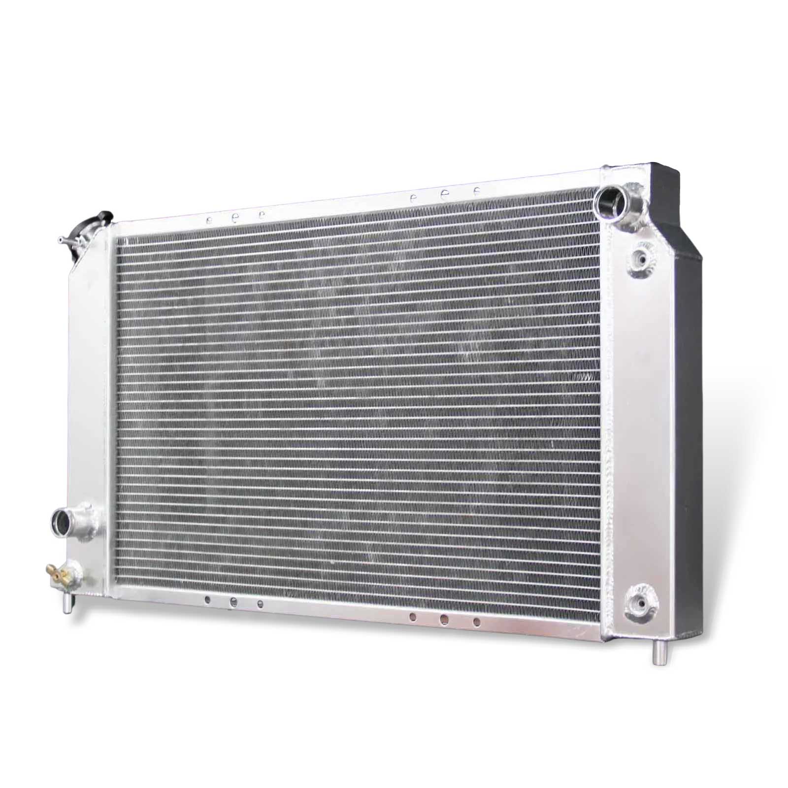 Right side profile of the heavy-duty 3 Row Aluminum Radiator designed for the 1996-2000 Isuzu Hombre and its Chevy S10/GMC Sonoma counterparts.