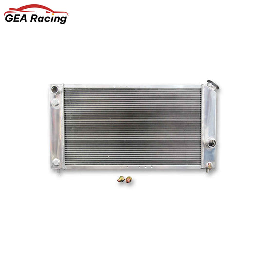Front view of the 3-Row aluminum radiator designed for 1996-2005 Chevrolet Blazer S10 and 1997-2000 GMC Jimmy Hombre 4.3L V6.