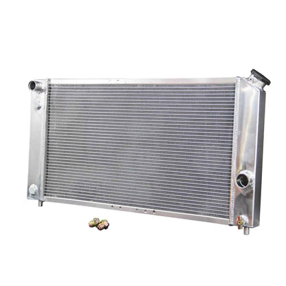 Right side profile of the heavy-duty 3 Row Aluminum Radiator designed for the 1996-2005 Chevy S10 and Blazer with the 4.3L V6 engine.