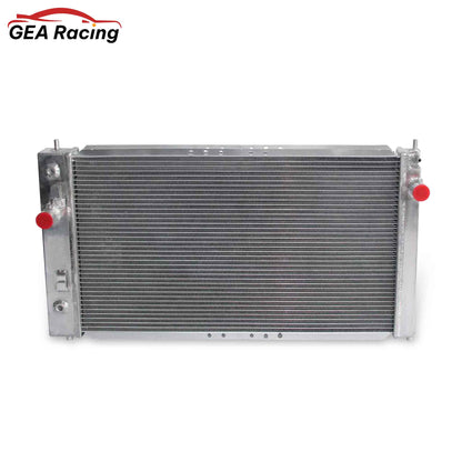Front view of the 3 Row Aluminum Radiator for a 2002-2005 Chevrolet Cavalier or Pontiac Sunfire with the 2.2L L4 engine, fits AT/MT.