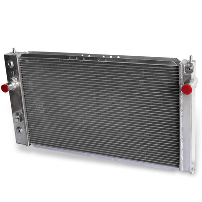 Right side profile of the high-performance 3 Row Aluminum Radiator for a 2002-2005 Pontiac Sunfire or Chevy Cavalier with the 2.2L L4 engine.