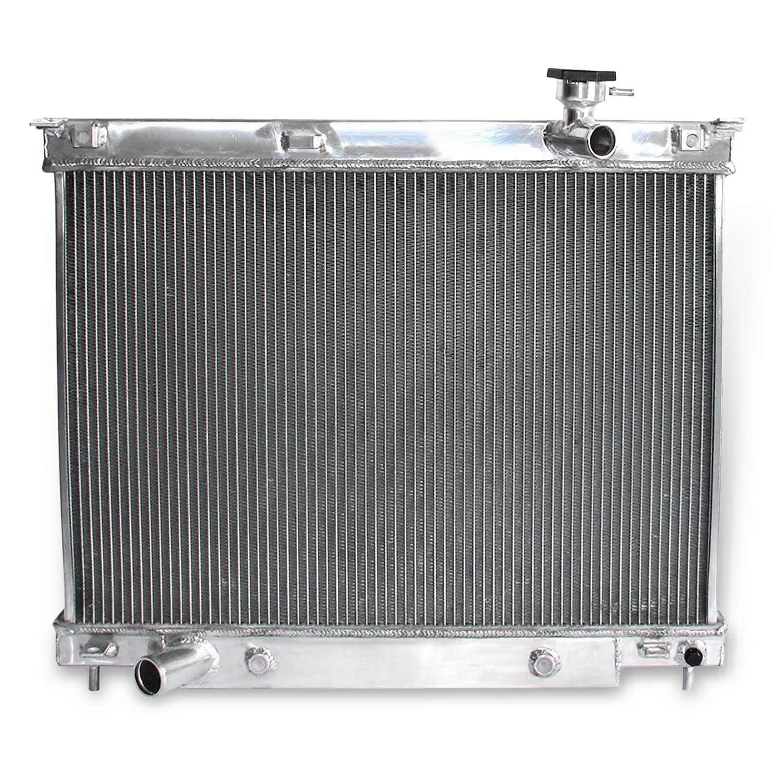 Front view of the 3 Row Aluminum Radiator for a 2002-2009 Chevrolet Trailblazer or GMC Envoy, compatible with both AT & MT.