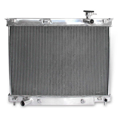Front view of the 3 Row Aluminum Radiator for a 2002-2009 Chevrolet Trailblazer or GMC Envoy, compatible with both AT & MT.