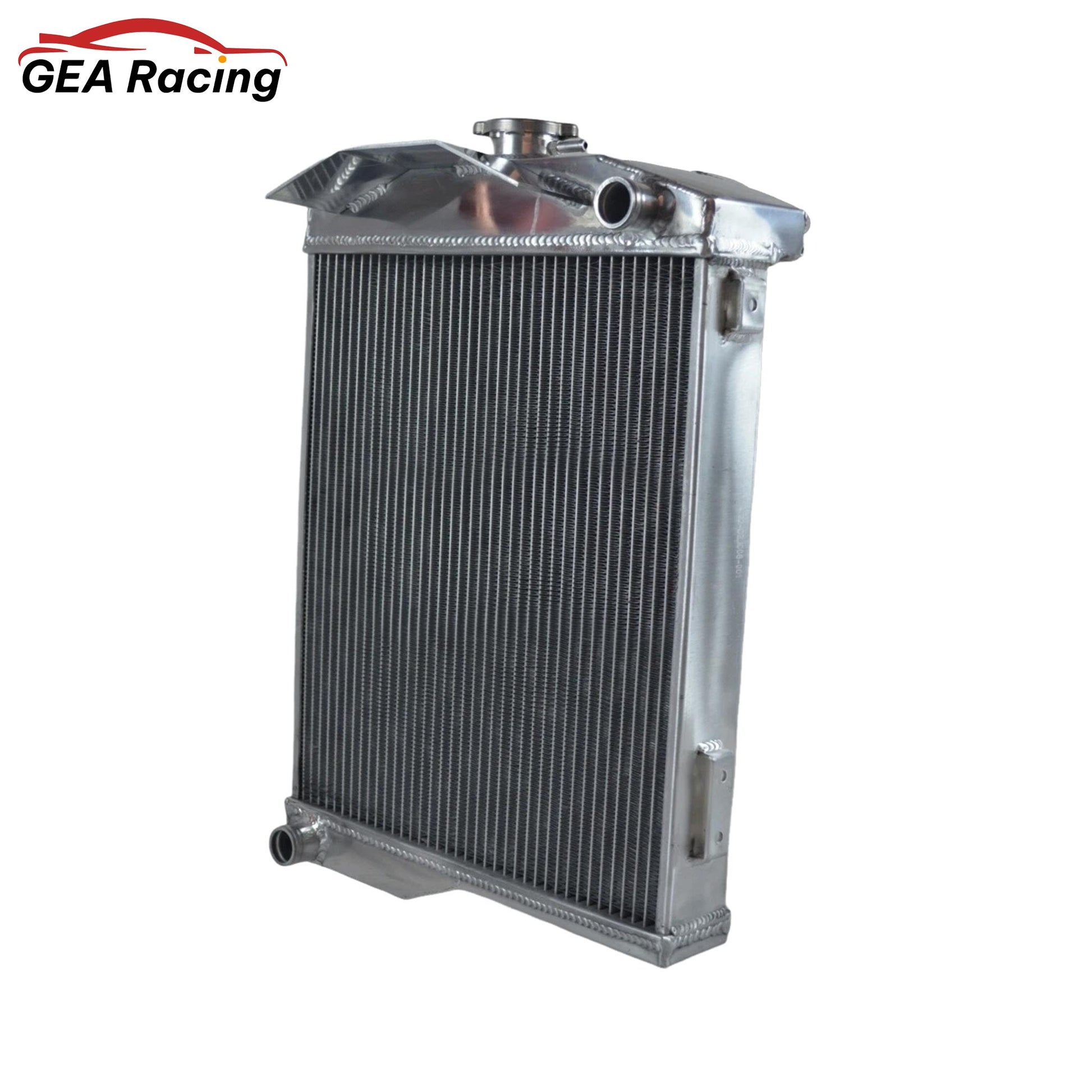 Front view of the 3-row aluminum radiator for the Austin-Healey 3000 (1959-1967) and 100-6 (1956-1959), showing the high-density core.