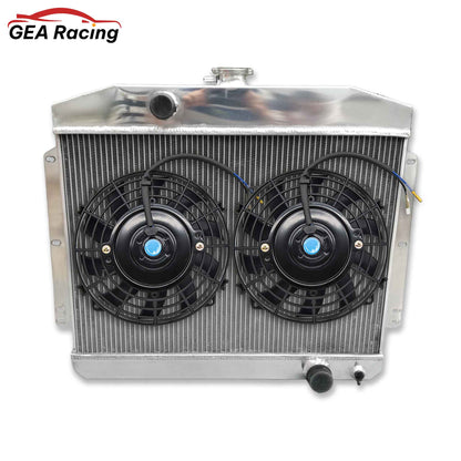 Complete cooling package: the 3 row aluminum radiator with a dual fan and shroud kit for maximum cooling on a 1949-1951 Mercury with a Chevy 350.
