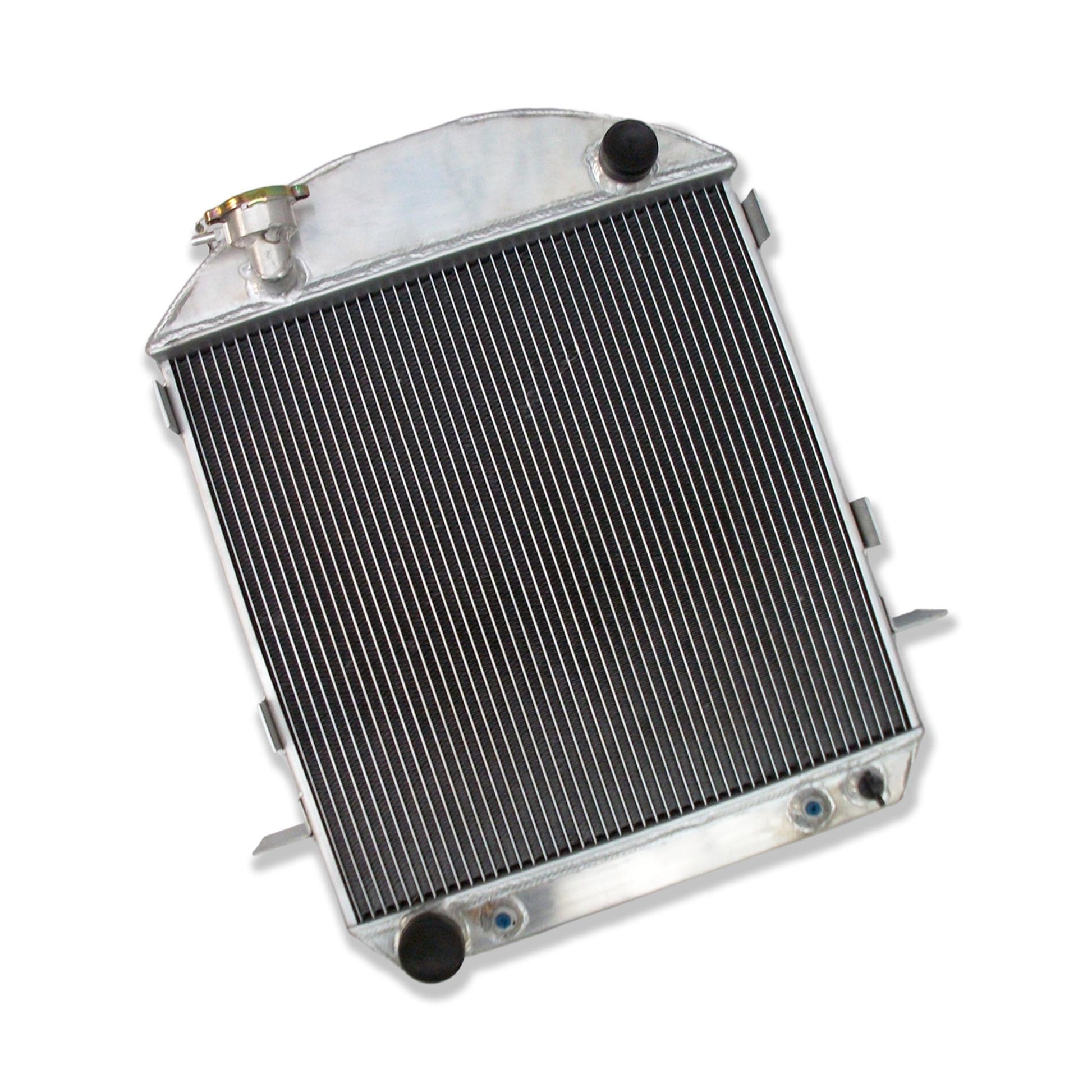 Right side of the 3-row radiator for Ford Model T Bucket (Ford Engine), highlighting the durable aluminum construction.