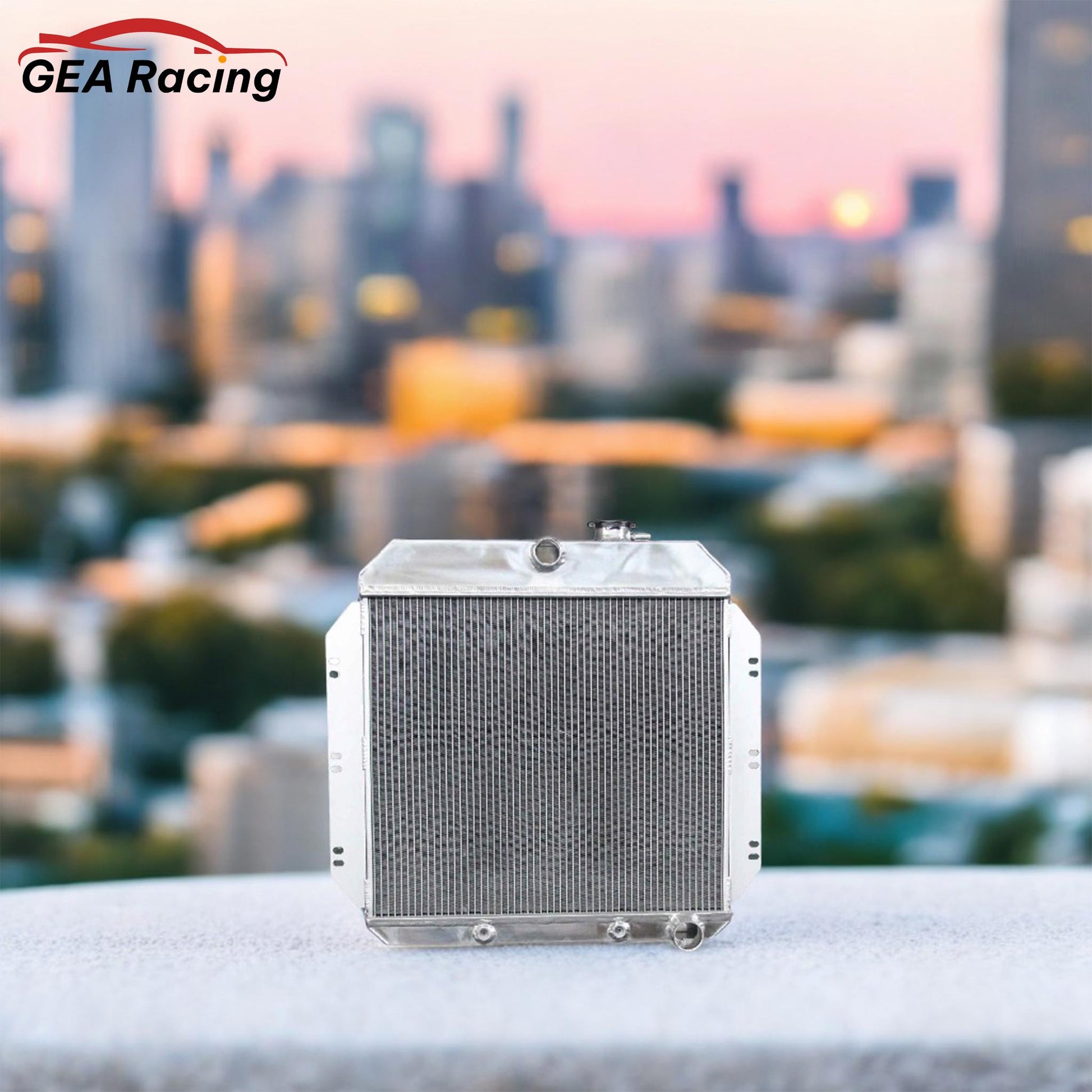 3-Row 52mm aluminum radiator providing a clean, custom look installed in the engine bay of a classic 1960-1962 Chevrolet Series truck.