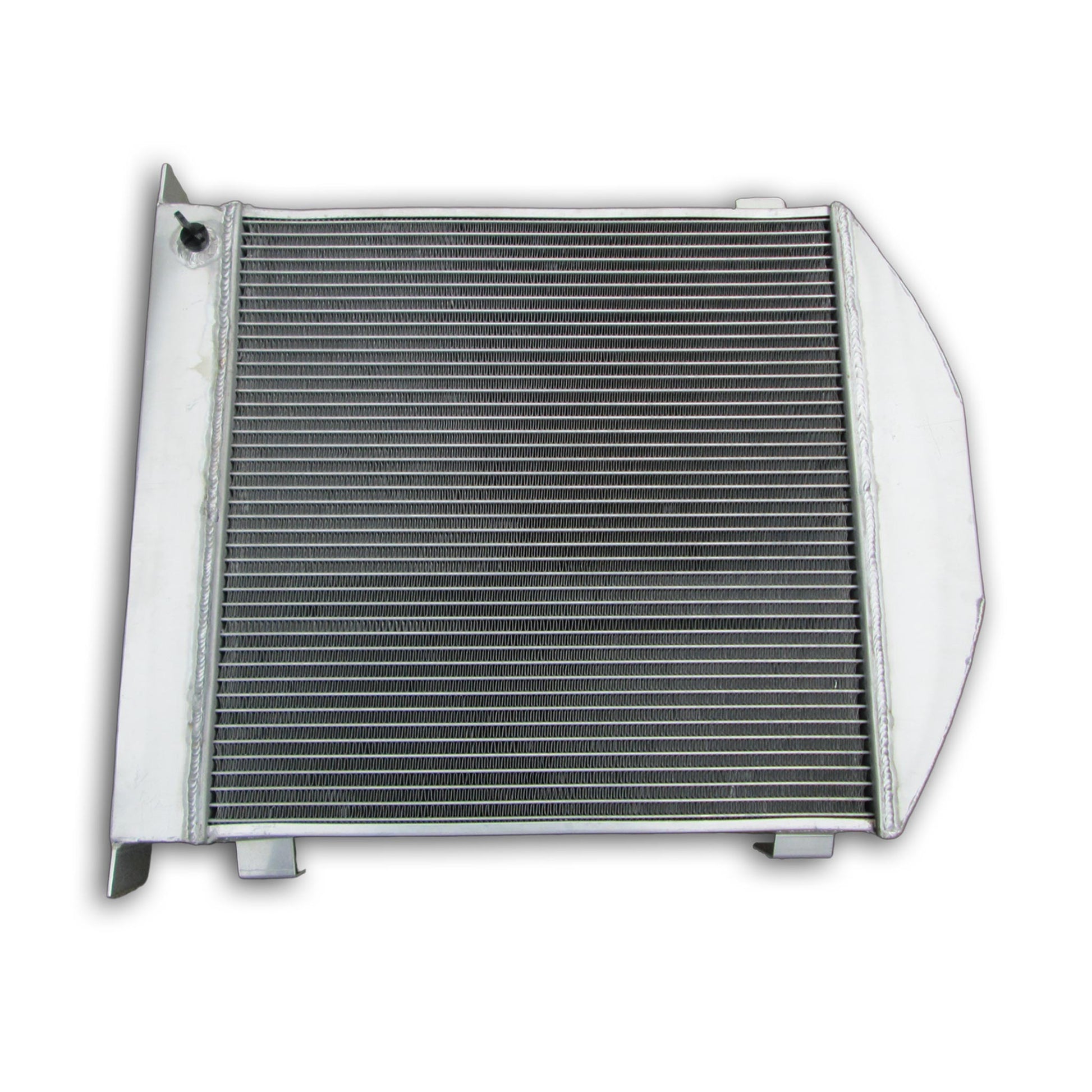 Back view of the 3-row aluminum radiator for a 28-29 Ford Model A, showing mounting brackets for the Flathead engine.