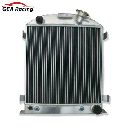 Front view of the 3-row aluminum radiator for a 1932 Ford hot rod with a Chevy 350 V8 engine swap, fits AT/MT.
