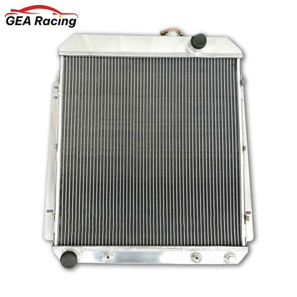 Top-down view of the 3-row radiator for a 54-56 Buick V8, featuring the filler neck and AT cooler ports.