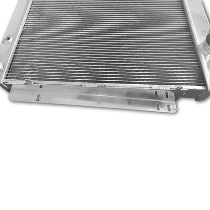 Left side of the aluminum radiator for a 1956 Buick Super 5.3L V8, highlighting the driver-side hose connection.