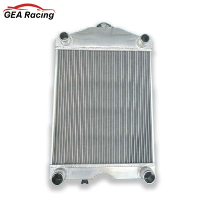 Front view of the 3-row aluminum radiator for a Ford 8N/9N tractor converted to a 5.0L V8 engine.