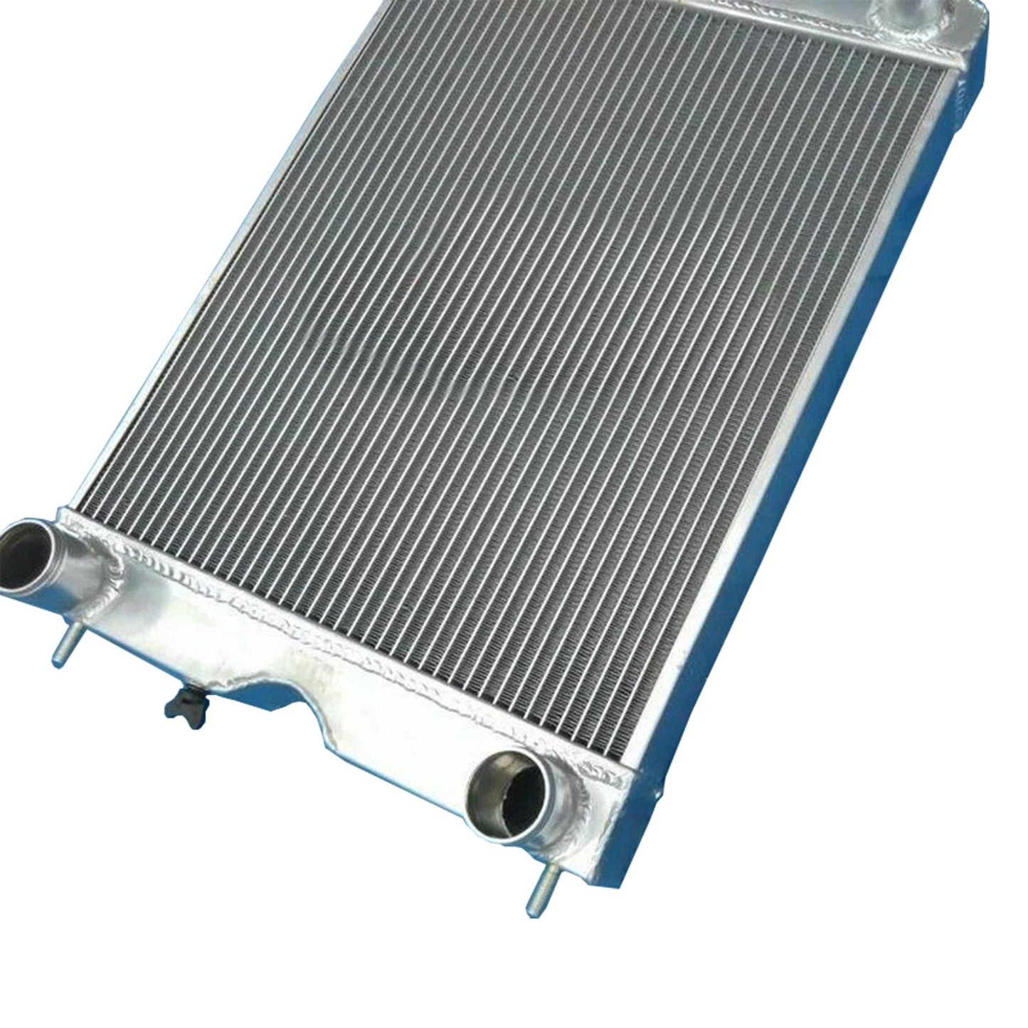 Top-down view of the radiator for a Ford N-Series tractor V8 swap, featuring the prominent top filler neck.