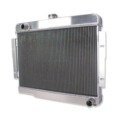 Right side profile of the radiator for a Jeep CJ7 with a Chevy V8 swap, showing durable TIG-welded tanks.