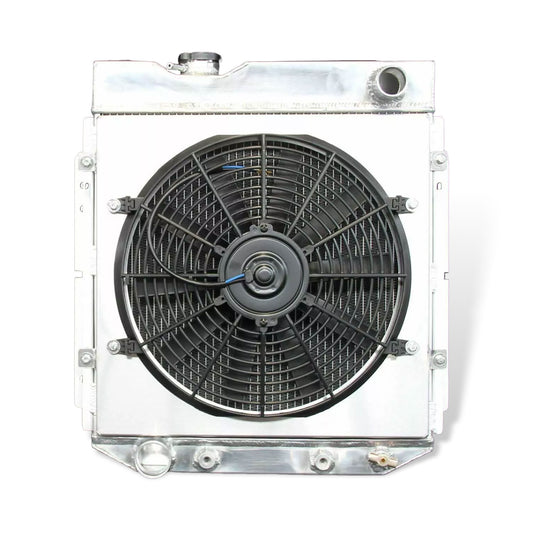 3 Row Aluminum Radiator with Fan Shroud Front Mounting Points for 1960-1966 Ford Falcon/Mustang/Mercury Comet V8 (AT/MT)