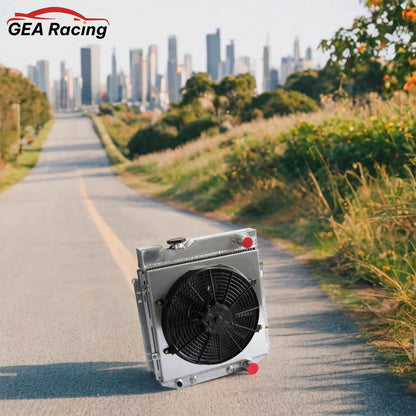 Aluminum Radiator Fan Shroud installed view Mustang, Comet, Falcon (1963-1966) V8 3 Row Direct Fit