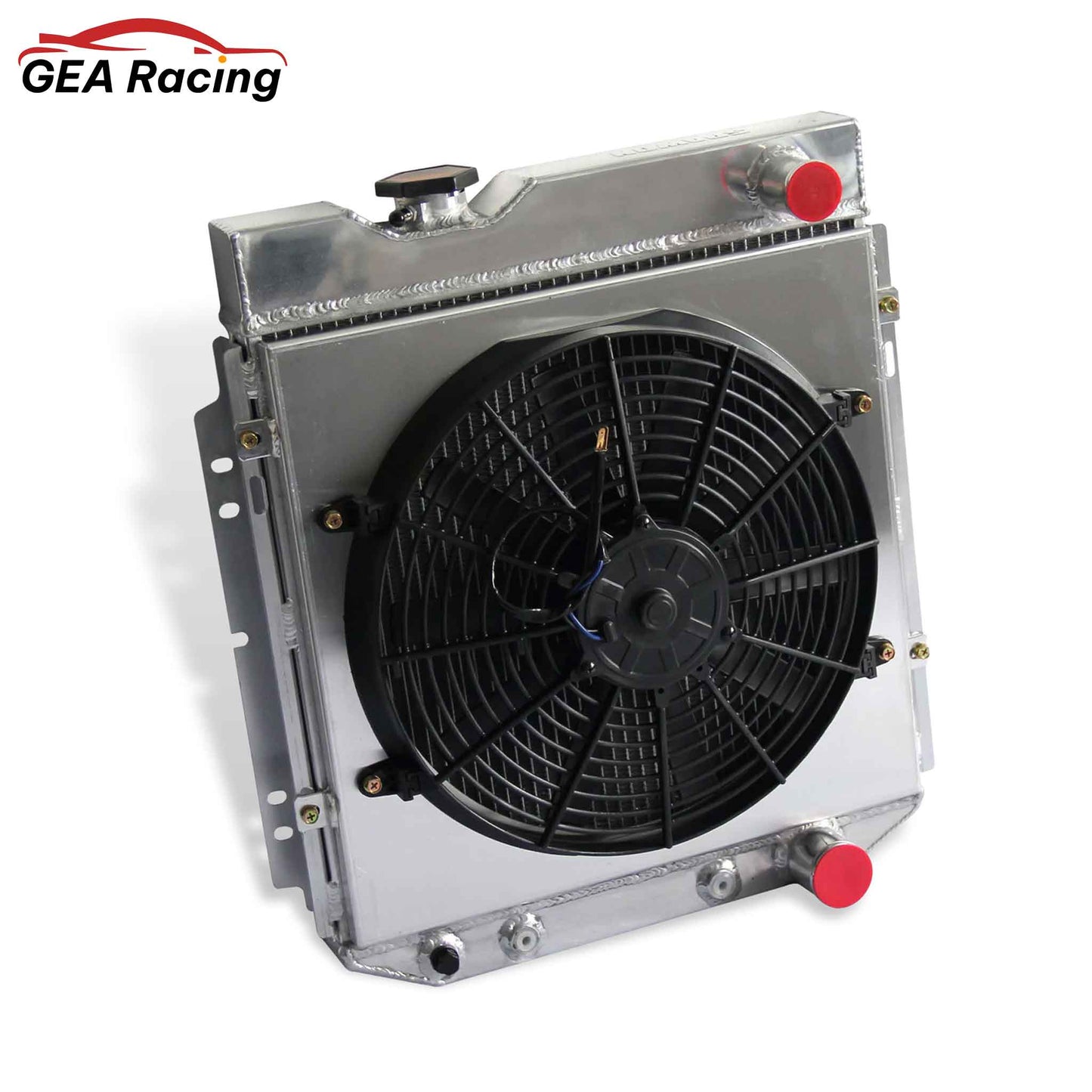 Aluminum Radiator Fan Shroud left side view Mustang, Comet, Falcon (1963-1966) V8 3 Row Pressure Tested