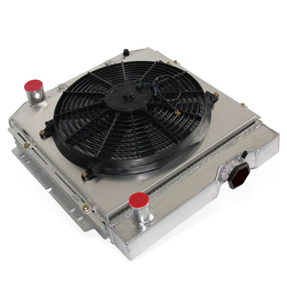 Aluminum Radiator Fan Shroud top left view Mustang, Comet, Falcon (1963-1966) V8 3 Row OEM Mounts