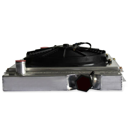 Aluminum Radiator Fan Shroud top right view Mustang, Comet, Falcon (1963-1966) V8 3 Row OEM Mounts