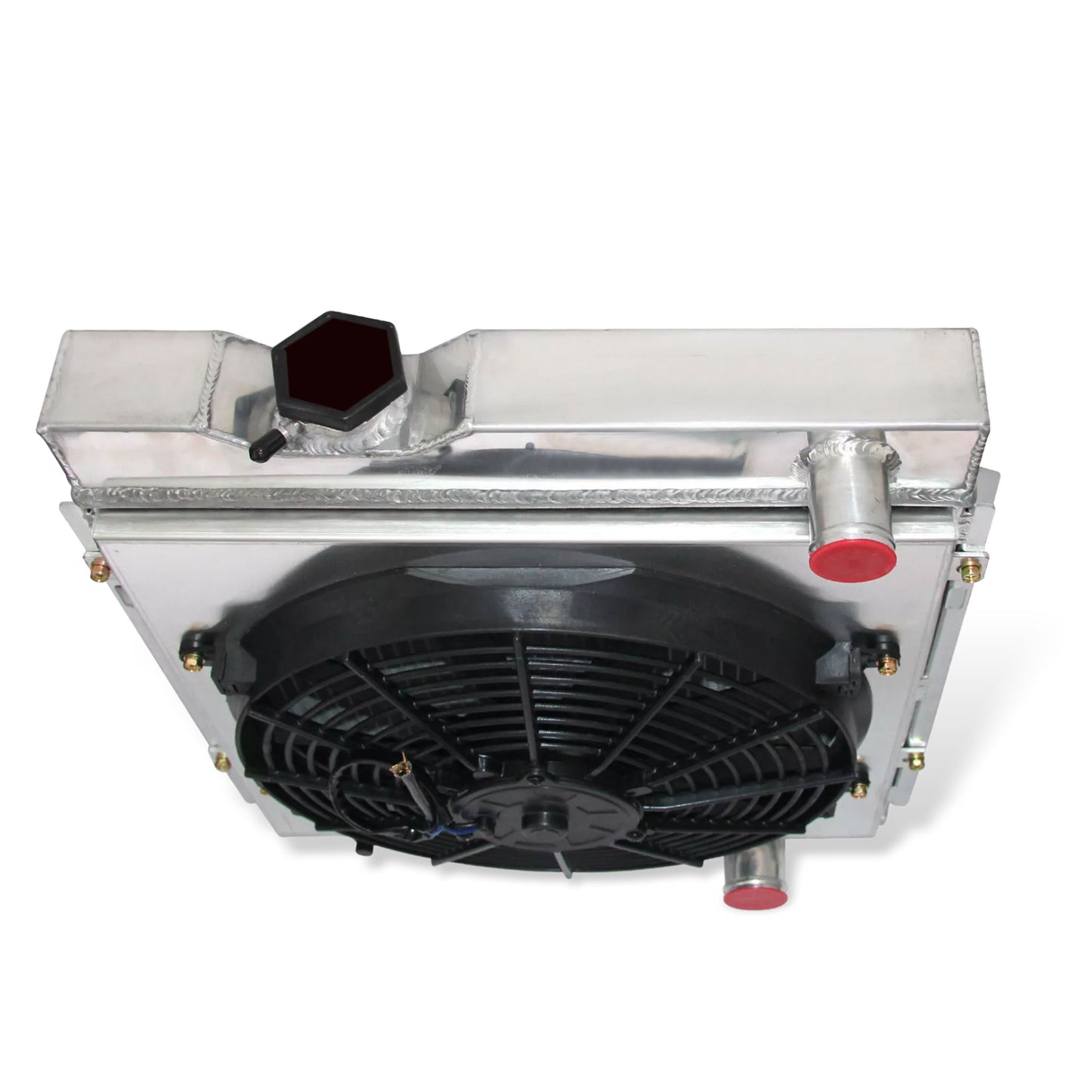 Aluminum Radiator Fan Shroud top view Mustang, Comet, Falcon (1963-1966) V8 3 Row OEM Mounts