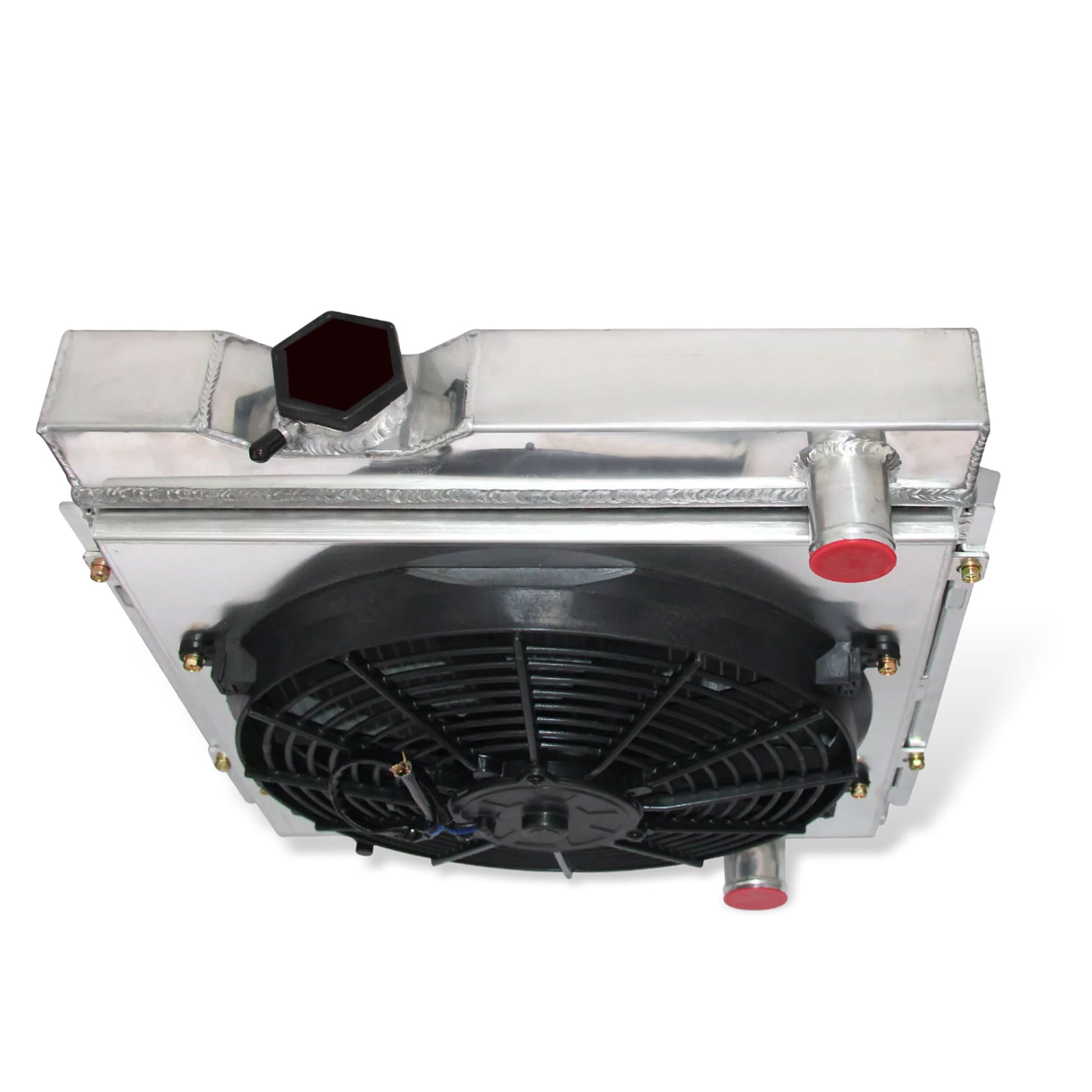 Aluminum Radiator Fan Shroud top view Mustang, Comet, Falcon (1963-1966) V8 3 Row OEM Mounts