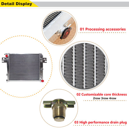 Aluminum Radiator detail view Liberty (2002-2006) 3.7L V6 3 Row Pressure Tested
