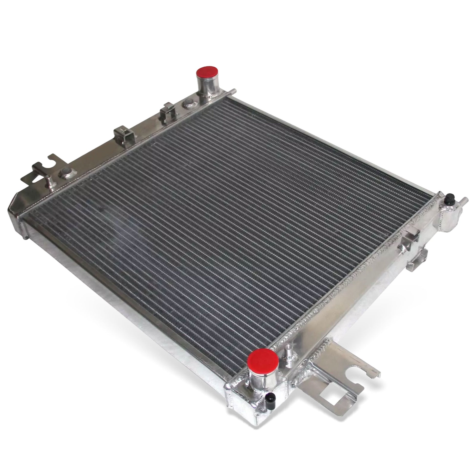 Aluminum Radiator top right view Liberty (2002-2006) 3.7L V6 3 Row OEM Mounts
