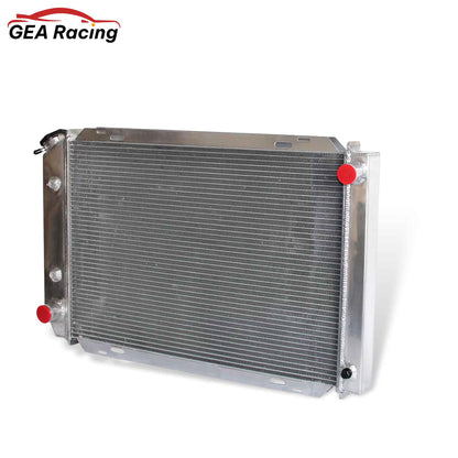 Aluminum Radiator right side cross-section view Mustang, Cougar (1980-1993) V8/V6 5.0L 3 Row Direct Fit