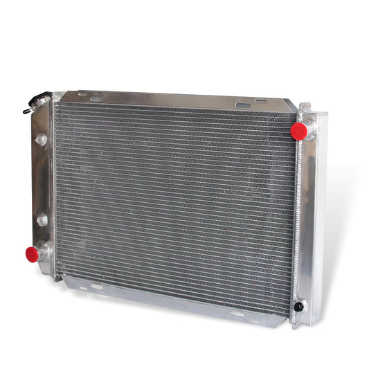 Aluminum Radiator right side cross-section view Mustang, Cougar (1980-1993) V8/V6 5.0L 3 Row Direct Fit