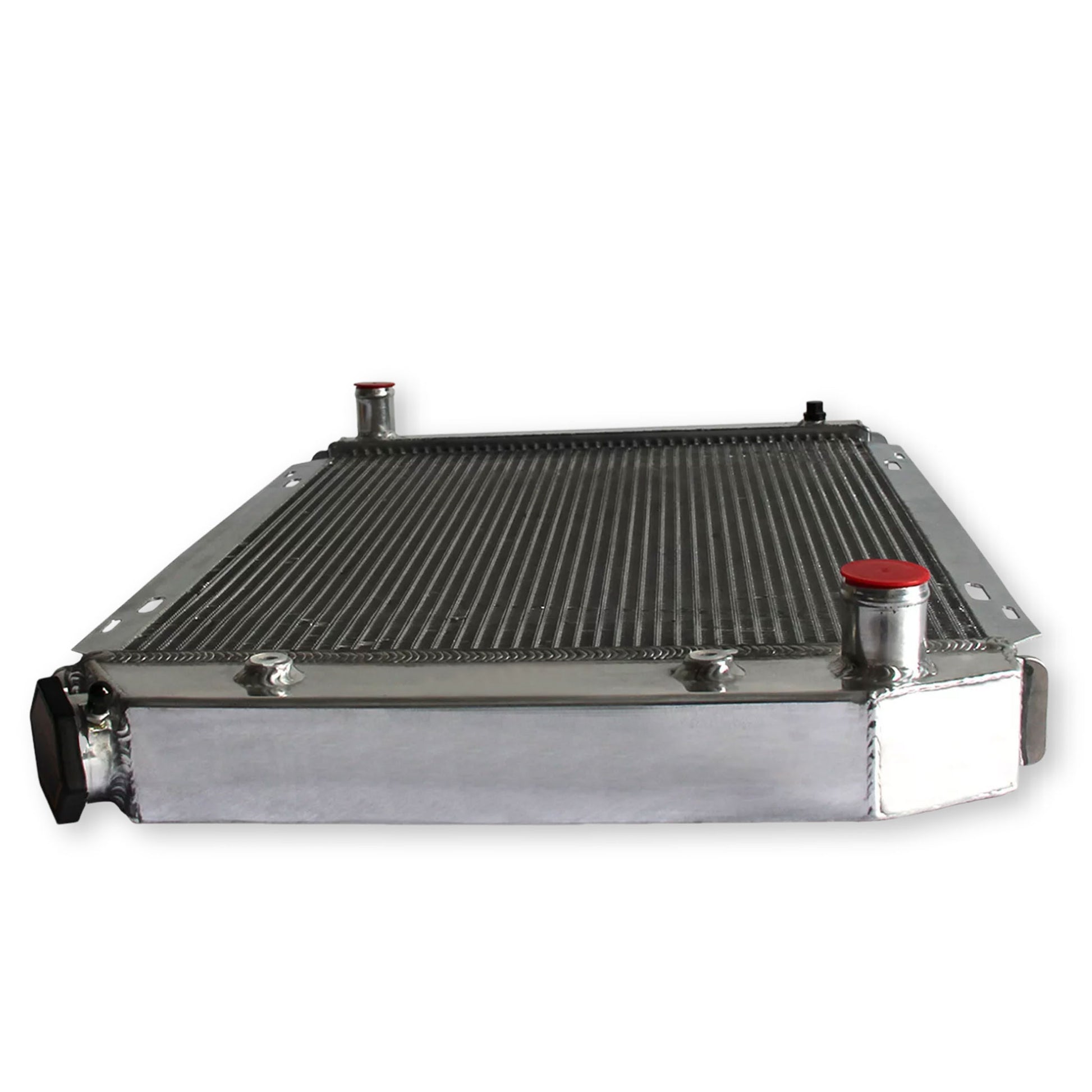 Aluminum Radiator top left view Mustang, Cougar (1980-1993) V8/V6 5.0L 3 Row OEM Mounts