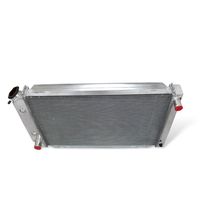 Aluminum Radiator top view Mustang, Cougar (1980-1993) V8/V6 5.0L 3 Row OEM Mounts