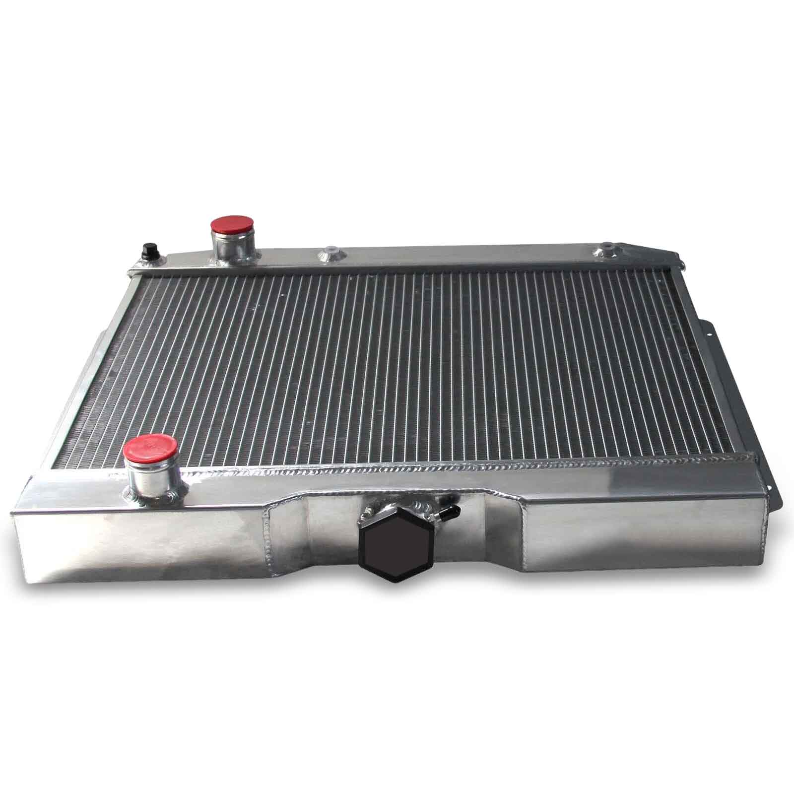 Top-down view of the 4-Row aluminum radiator for the 1962-1965 Chevrolet Bel Air and Nova, showcasing the massive core and filler neck.