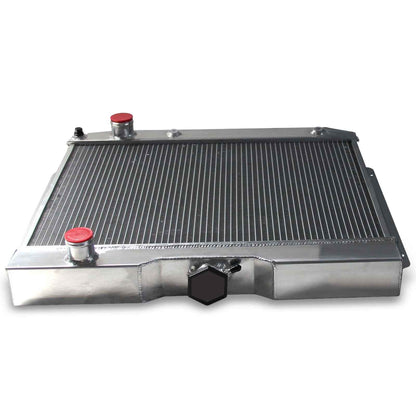 Top-down view of the 4-Row aluminum radiator for the 1962-1965 Chevrolet Bel Air and Nova, showcasing the massive core and filler neck.