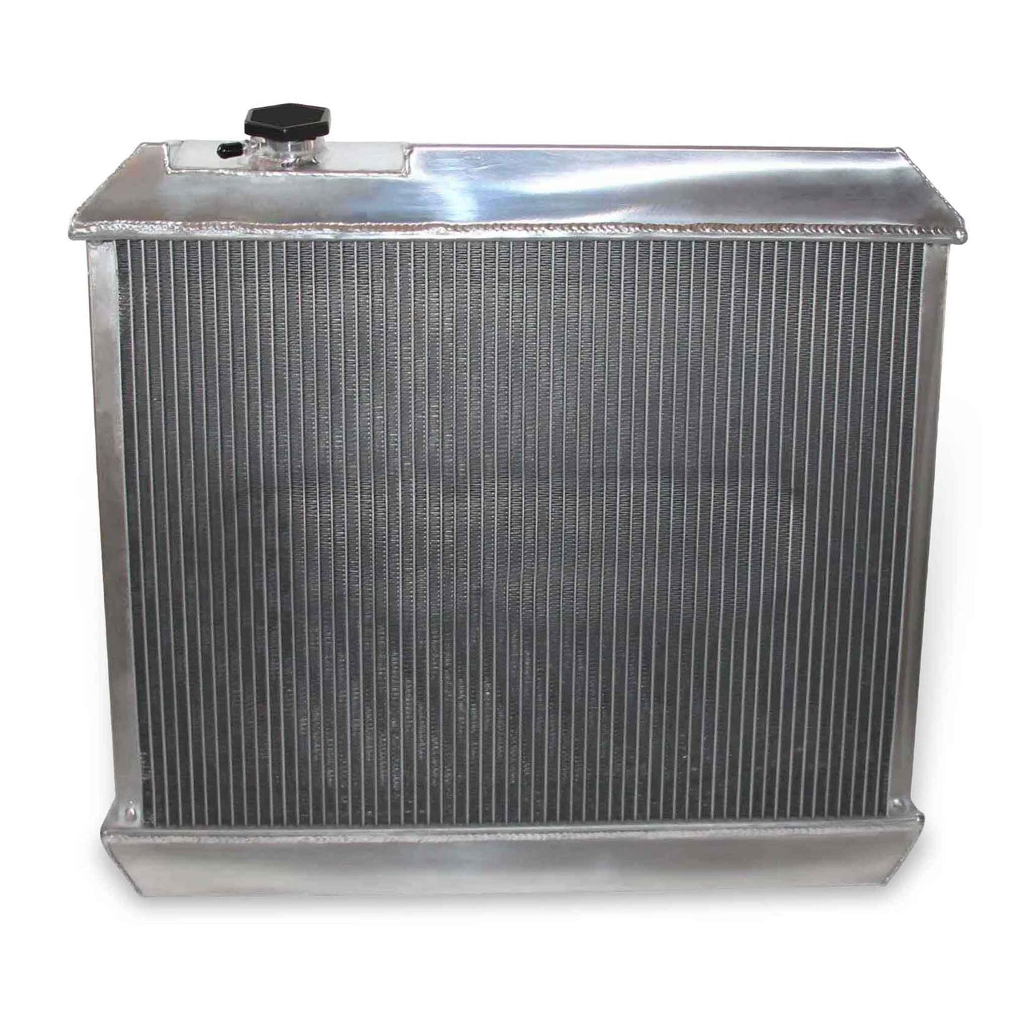 Rear view of 4 Row Aluminum Radiator for 1960-1964 Buick Invicta & Skylark, showcasing connections for 6.6L 7.0L V8 engines with AT/MT.