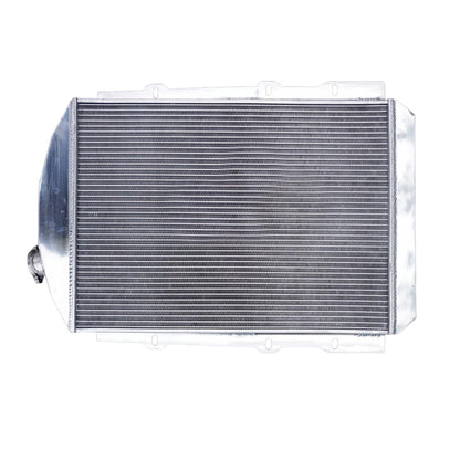 Back view of the 5 Row Core Aluminum Radiator for a 1938 Chevy Street Rod, showing cooling fins and mounting points.